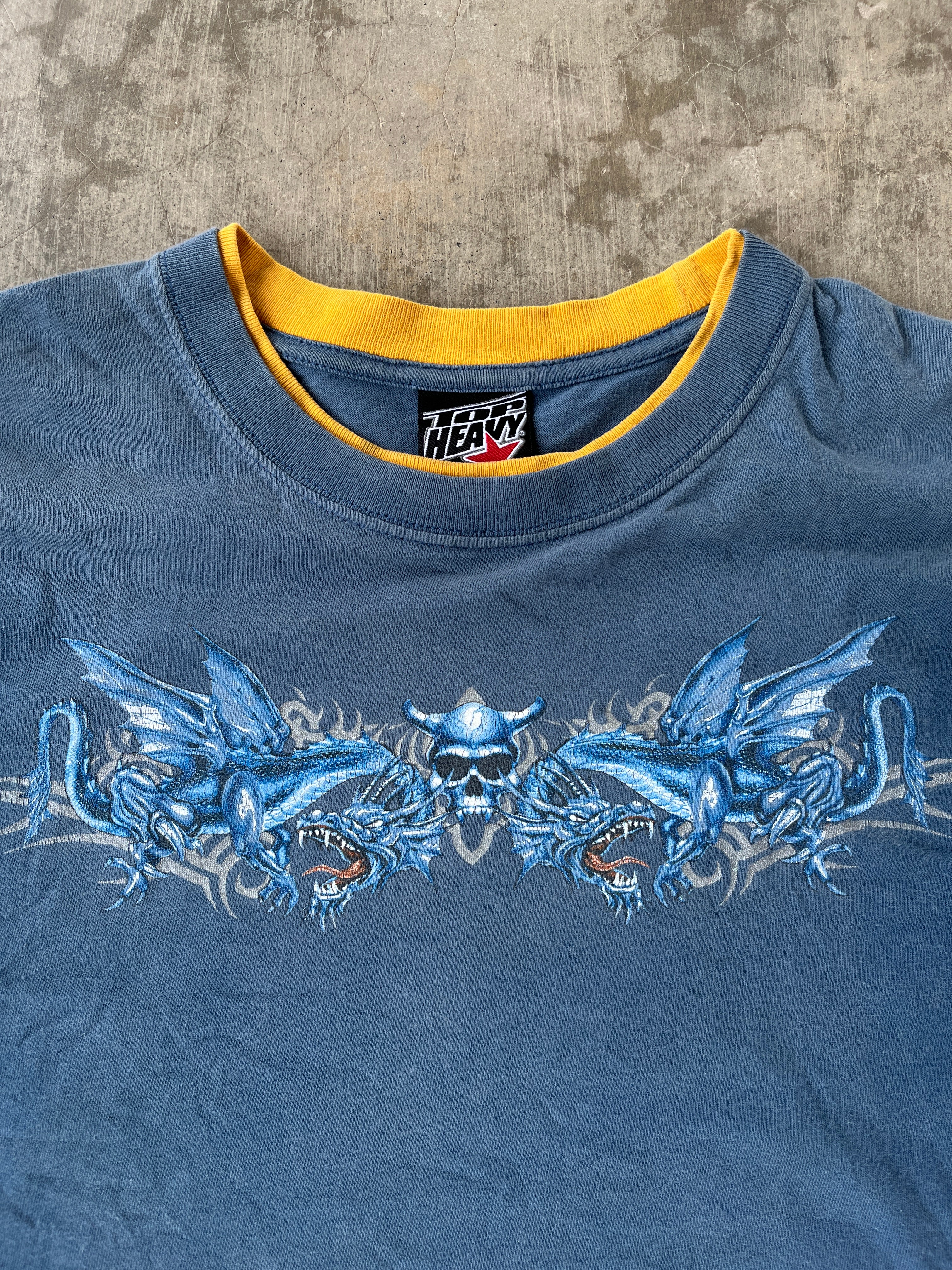 Vintage Y2K Top Heavy Dragon Layered T Shirt (M)